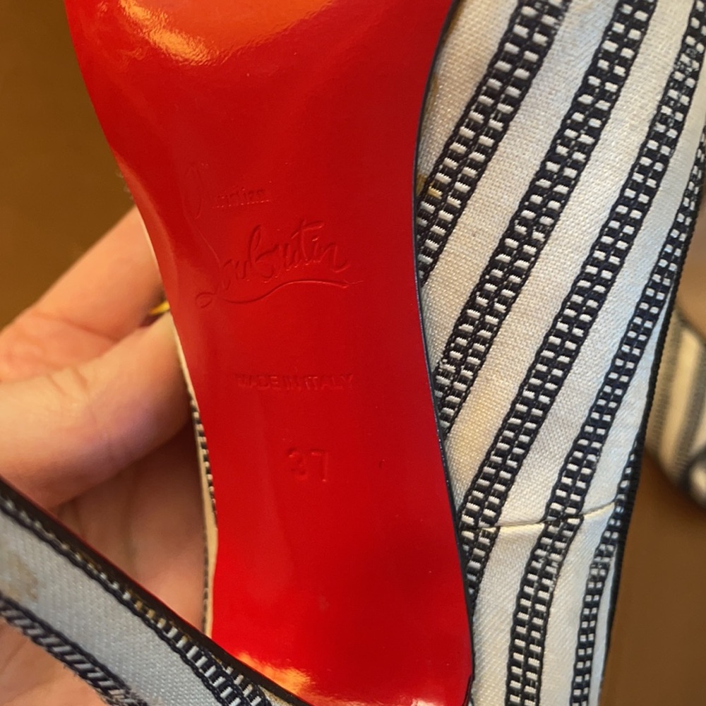 Christian Louboutin Black and White Pinstripe Mary Janes, Size 37 (runs small) - Picture 14 of 15